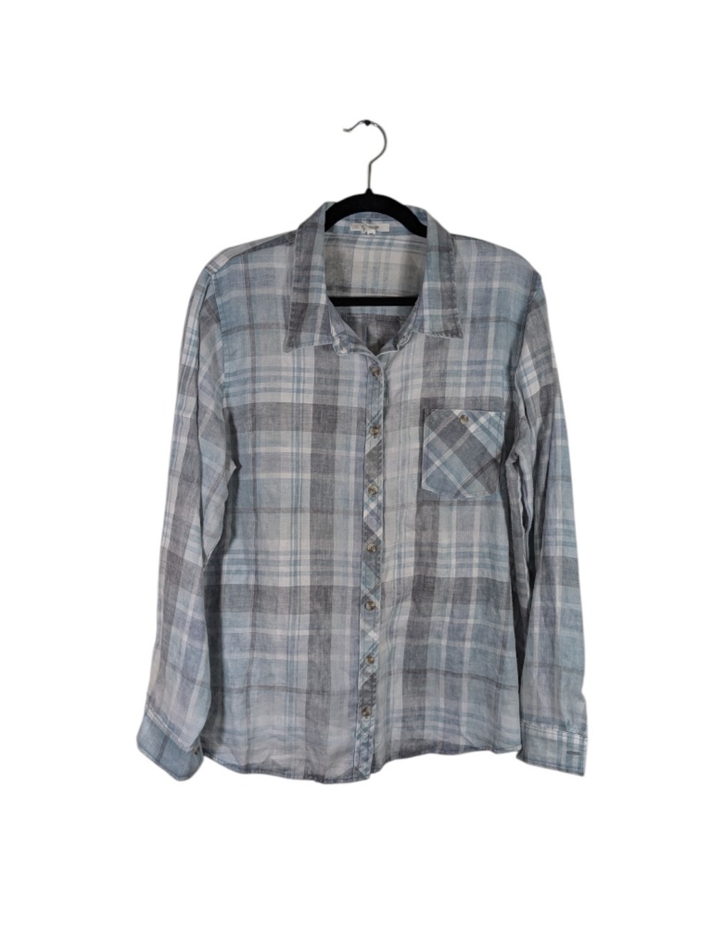 Maurices Teal Blue Plaid Button Down Top Size XXL